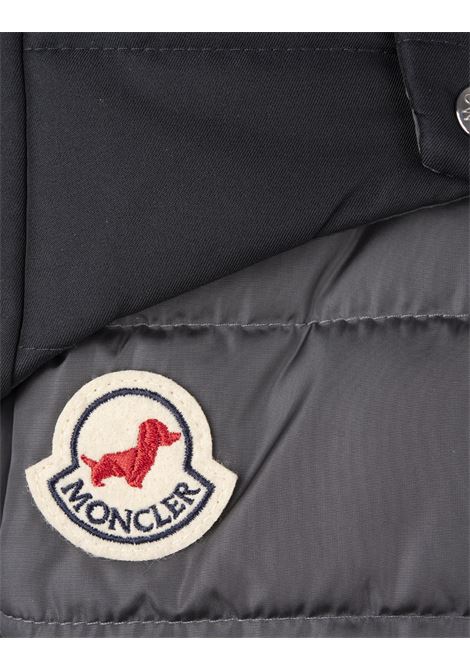 MONCLER Gilet Imbottito Per Cani In Blu e Grigio Con Motivo Logo - MONCLER Limitato a 3 giorni