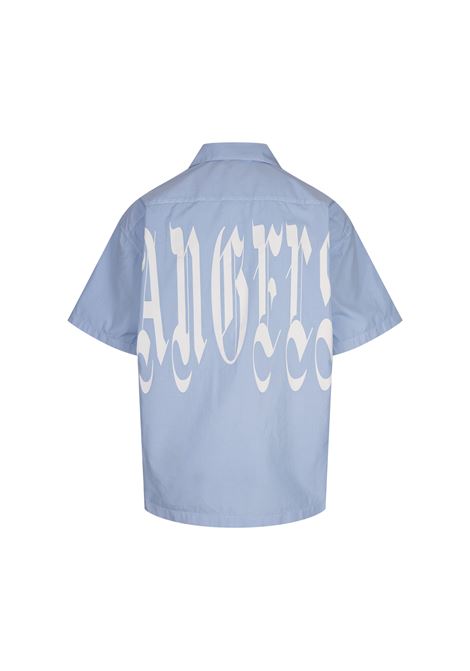 PALM ANGELS Camicia Oversize Logo Gothic Azzurra - PALM ANGELS In Linea