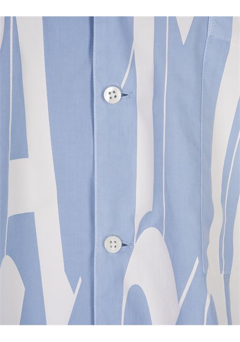 PALM ANGELS Camicia Oversize Logo Gothic Azzurra - PALM ANGELS In Linea