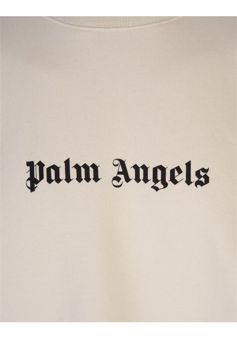 PALM ANGELS Felpa Girocollo Bianca Con Logo a Contrasto - PALM ANGELS Consegna Veloce