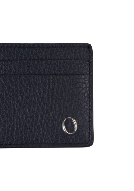 ORCIANI Portacarte In Pelle Martellata Blu Navy Con Logo - ORCIANI Promozione Limitata