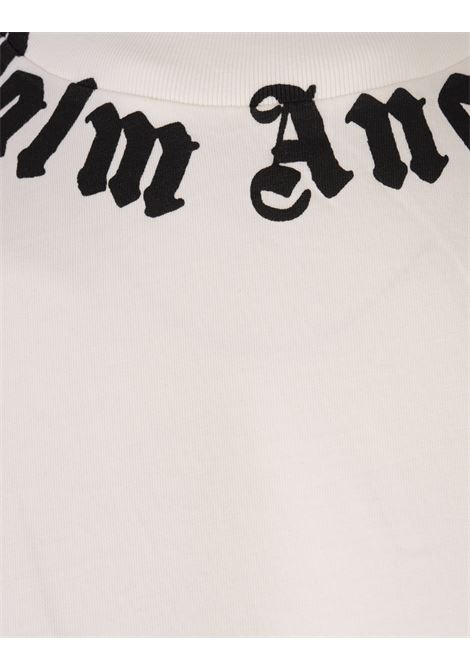 PALM ANGELS T-Shirt Bianca Con Logo Sullo Scollo - PALM ANGELS Economico