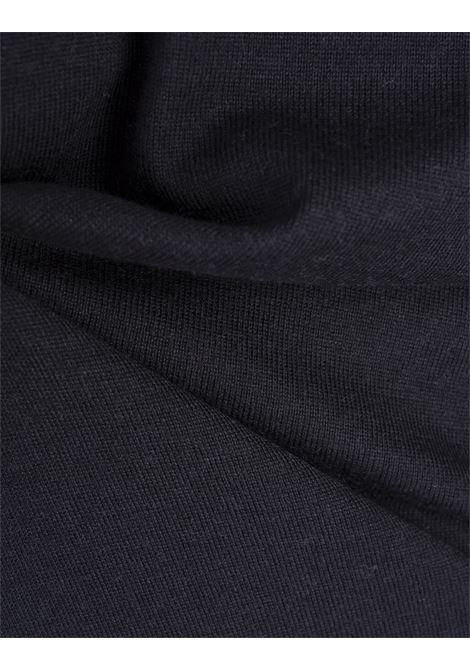 BOSS Maglione Regular Fit Stile Polo Blu Scuro In Seta Lana e Cashmere - BOSS Vendita Calda