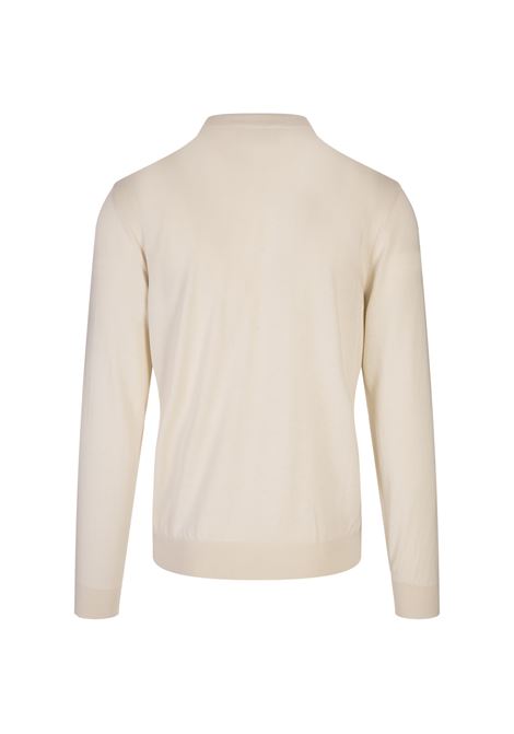 BOSS Maglione Regular Fit Neutro In Seta Lana e Cashmere - BOSS Vendita Economica