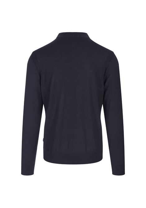 BOSS Maglione Regular Fit Blu Scuro In Seta Lana e Cashmere - BOSS Saldi Di Fabbrica