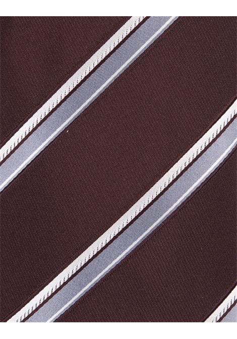 KITON Cravatta Bordeaux Con Motivo a Righe - KITON Nuova