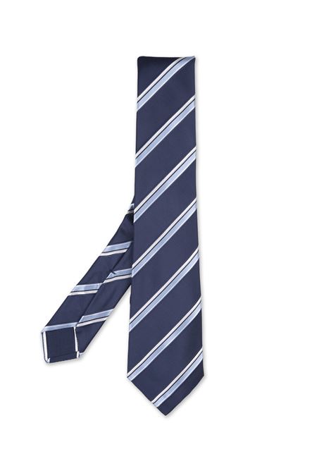 KITON Cravatta Blu Con Motivo a Righe - KITON Moda