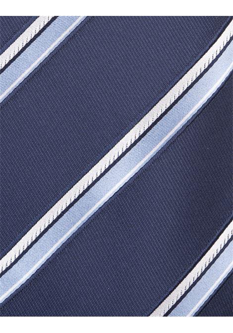 KITON Cravatta Blu Con Motivo a Righe - KITON Moda
