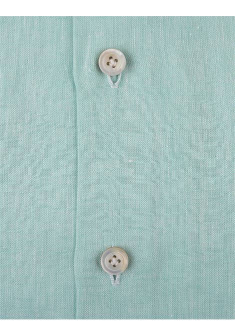 KITON Camicia Classica In Lino Verde Acqua - KITON Sconto di tempo limitato