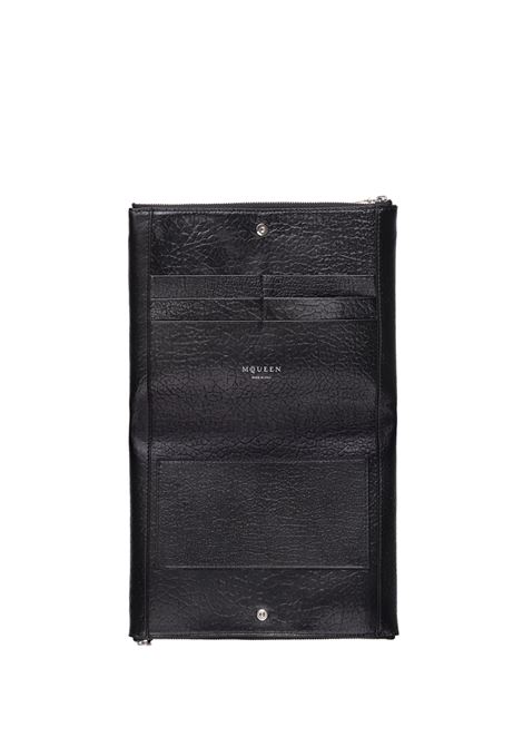ALEXANDER MCQUEEN Pochette In Pelle Martellata Nera Con Logo - ALEXANDER MCQUEEN Black Friday