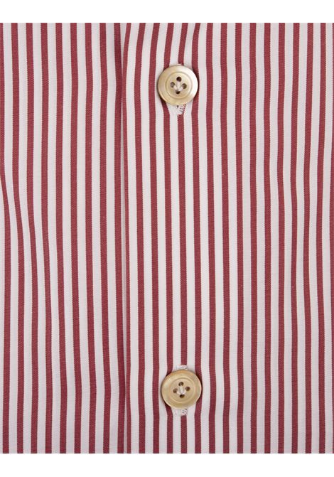 KITON Camicia In Popeline a Righe Bianche e Rosse - KITON Enormi risparmi