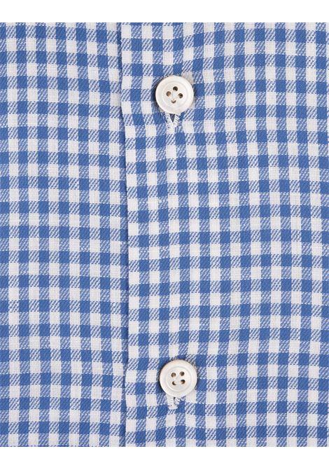 KITON Camicia In Popeline a Quadretti Bianca e Blu - KITON Prezzo basso