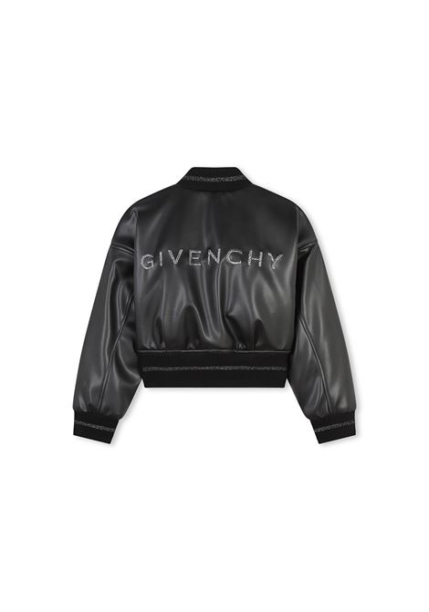 GIVENCHY KIDS Bomber In Similpelle Nera Con Logo In Lurex - GIVENCHY KIDS Super Saving Price