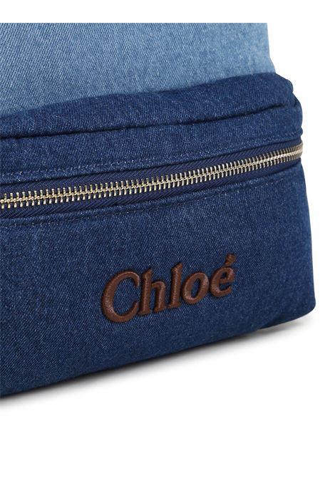 CHLOÉ KIDS Zaino In Denim Blu Con Logo - CHLOÉ KIDS Fino al 50% di sconto