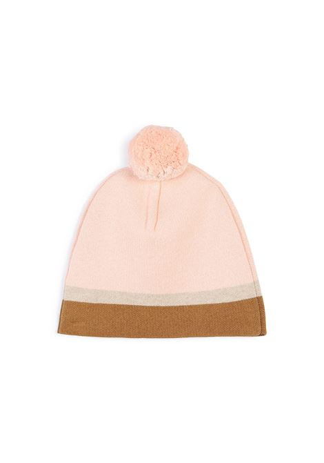 CHLOÉ KIDS Berretto In Maglia Washed Pink Con Logo e Pompon - CHLOÉ KIDS Fino al 60% di sconto