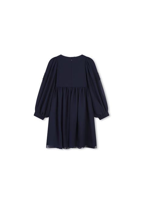 CHLOÉ KIDS Abito In Crepe Di Seta Blu Navy - CHLOÉ KIDS 50% di sconto con spedizione gratuita