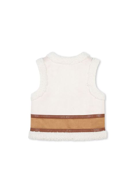 CHLOÉ KIDS Gilet Bianco e Chocolate Brown Con Effetto Shearling - CHLOÉ KIDS Officina