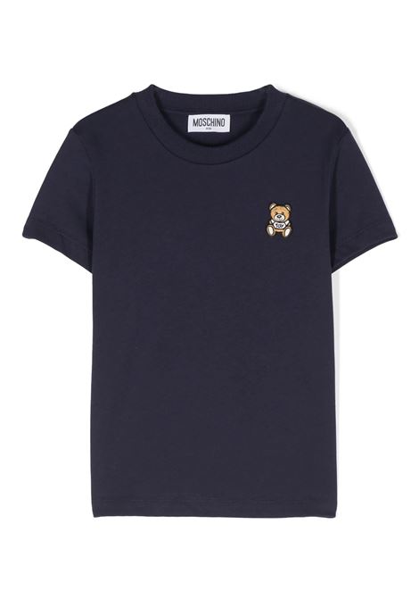MOSCHINO KIDS T-Shirt Blu Con Patch Moschino Teddy Bear Sul Punto Cuore - MOSCHINO KIDS 2025