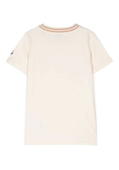 MONCLER ENFANT T-Shirt Bianca Con Logo Ricamato - MONCLER ENFANT Italy