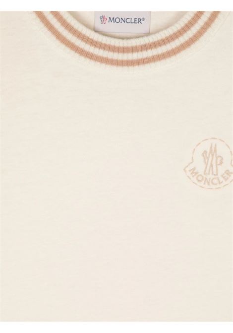 MONCLER ENFANT T-Shirt Bianca Con Logo Ricamato - MONCLER ENFANT Italy