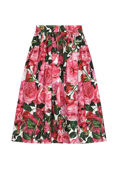 DOLCE & GABBANA KIDS Gonna Lunga Con Stampa Rose Rosa - DOLCE & GABBANA KIDS Qualità