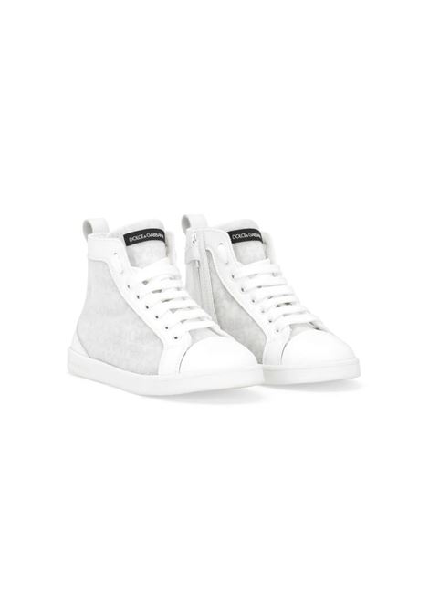 DOLCE & GABBANA KIDS Sneakers Alte Bianche Con Motivo Logo - DOLCE & GABBANA KIDS Spedizione Gratuita