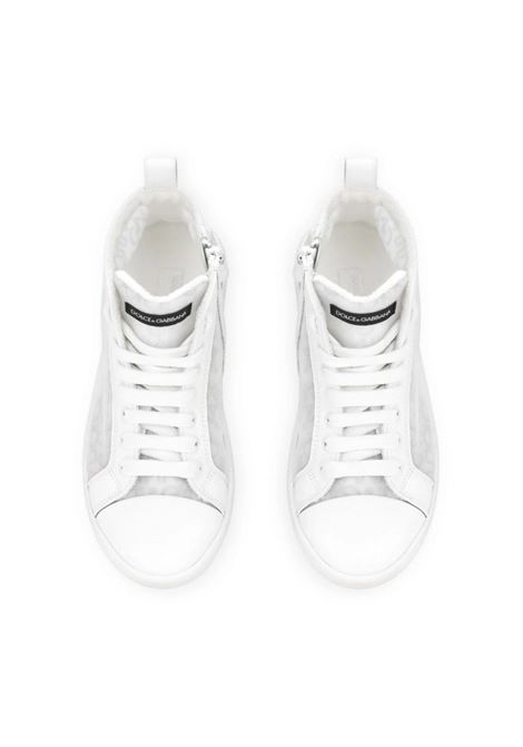 DOLCE & GABBANA KIDS Sneakers Alte Bianche Con Motivo Logo - DOLCE & GABBANA KIDS Spedizione Gratuita