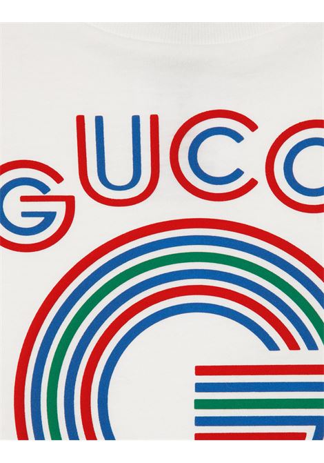 GUCCI KIDS T-Shirt Bianca Con Stampa Gucci G - GUCCI KIDS Consegna Veloce