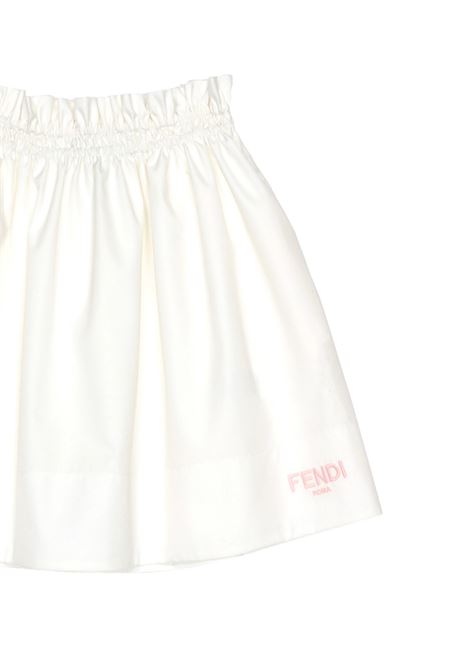 FENDI KIDS Gonna Svasata Bianca Con Logo Rosa - FENDI KIDS Promozione Limitata