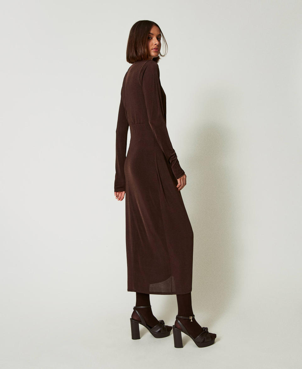 Twin Set Abito lungo in jersey con drappeggio laterale Vendita Calda