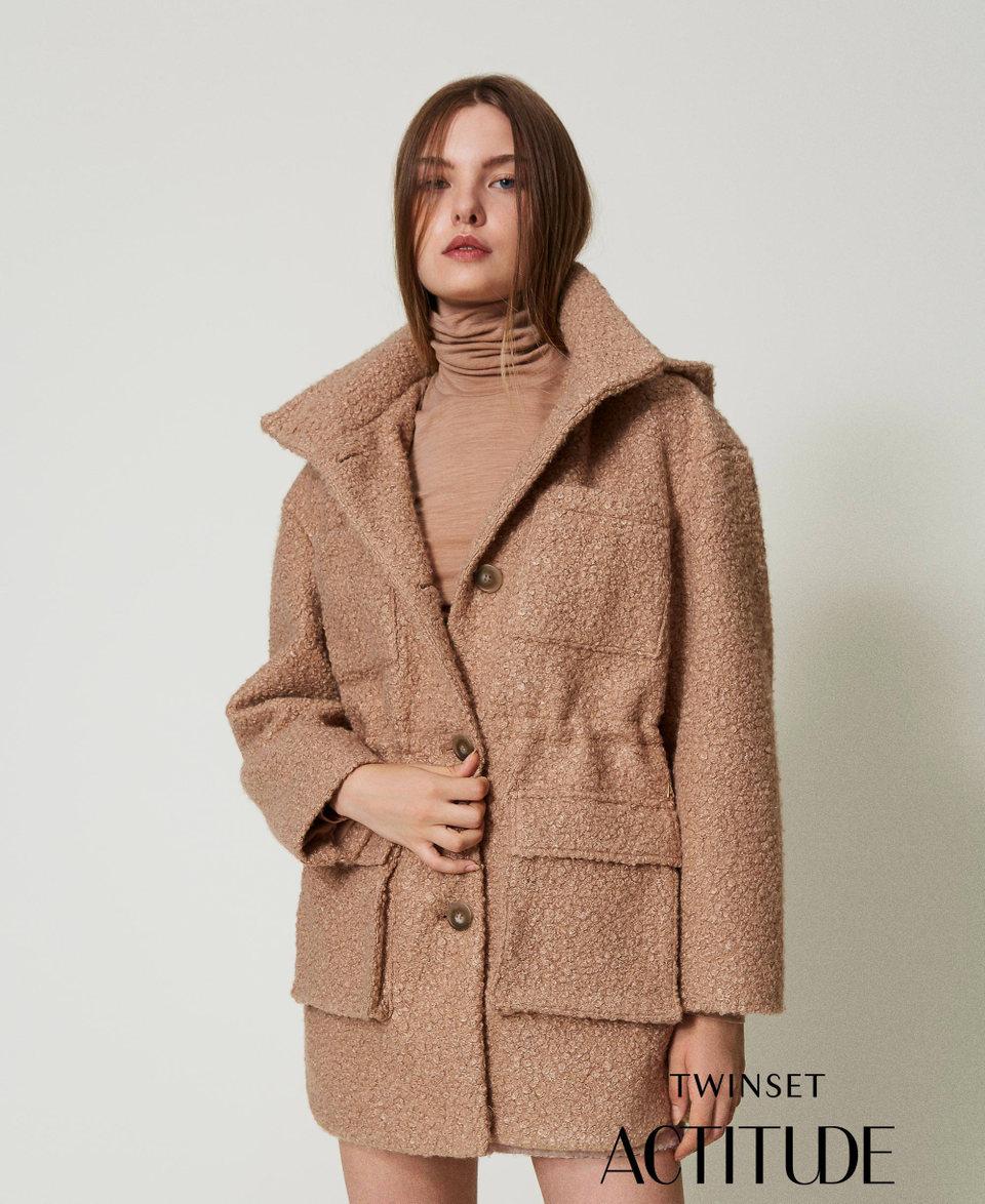 Twin Set Cappotto parka in panno arricciato