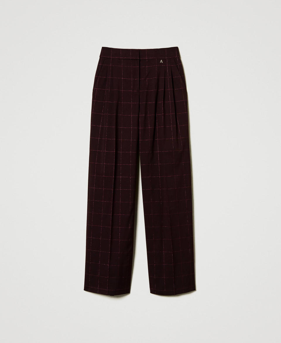 Twin Set Pantaloni a palazzo check con lurex Negozio