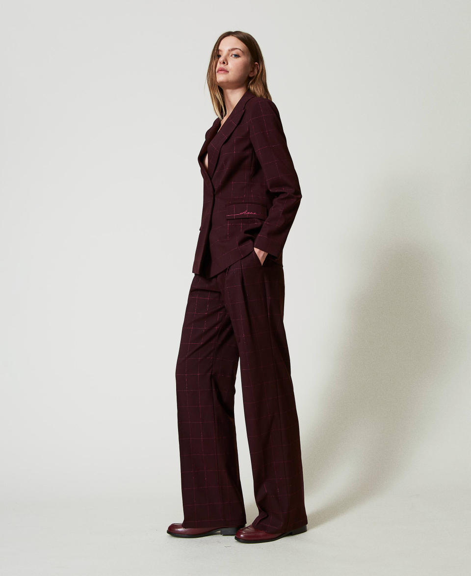 Twin Set Pantaloni a palazzo check con lurex Negozio