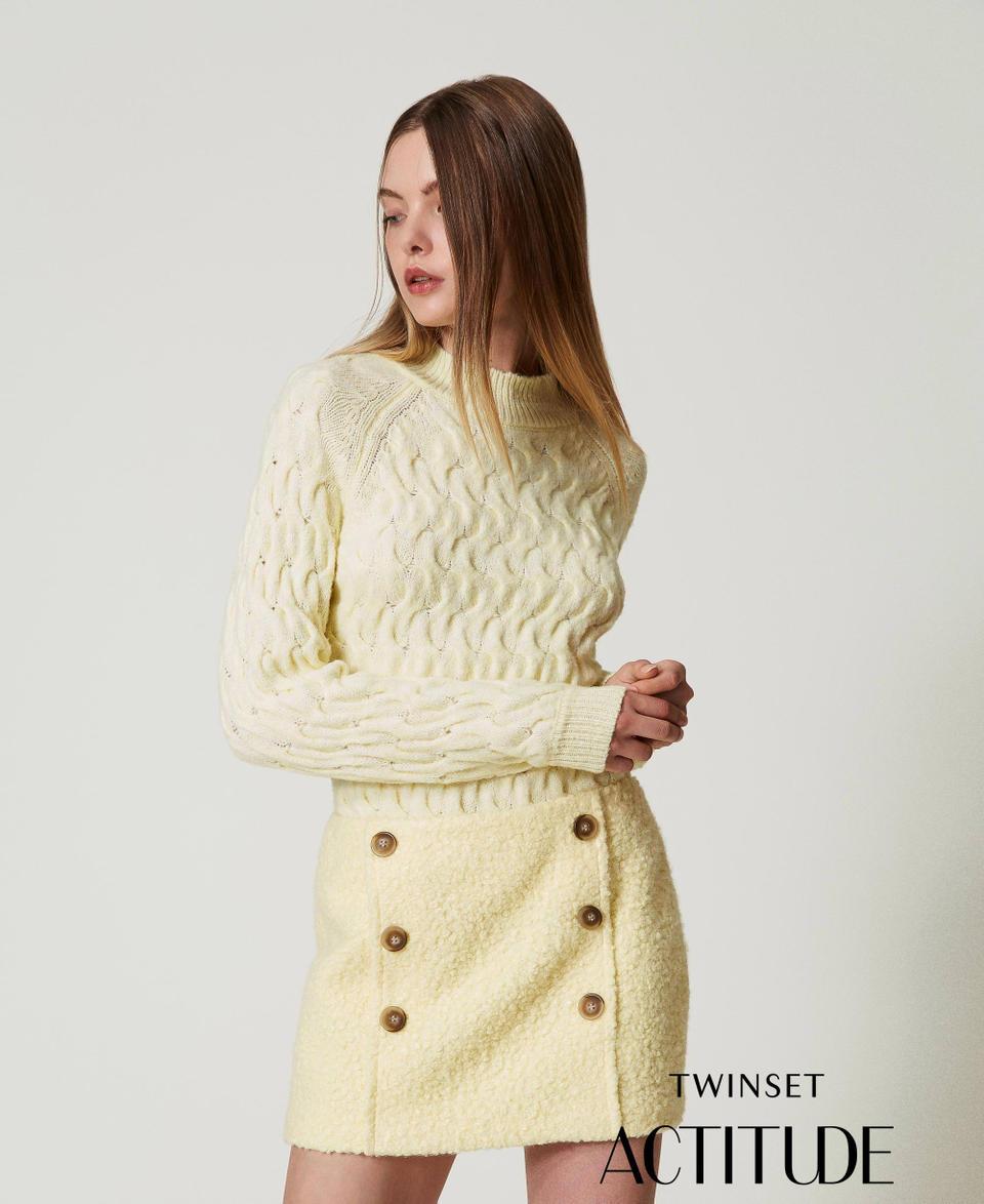 Twin Set Maglia lupetto in misto lana con trecce