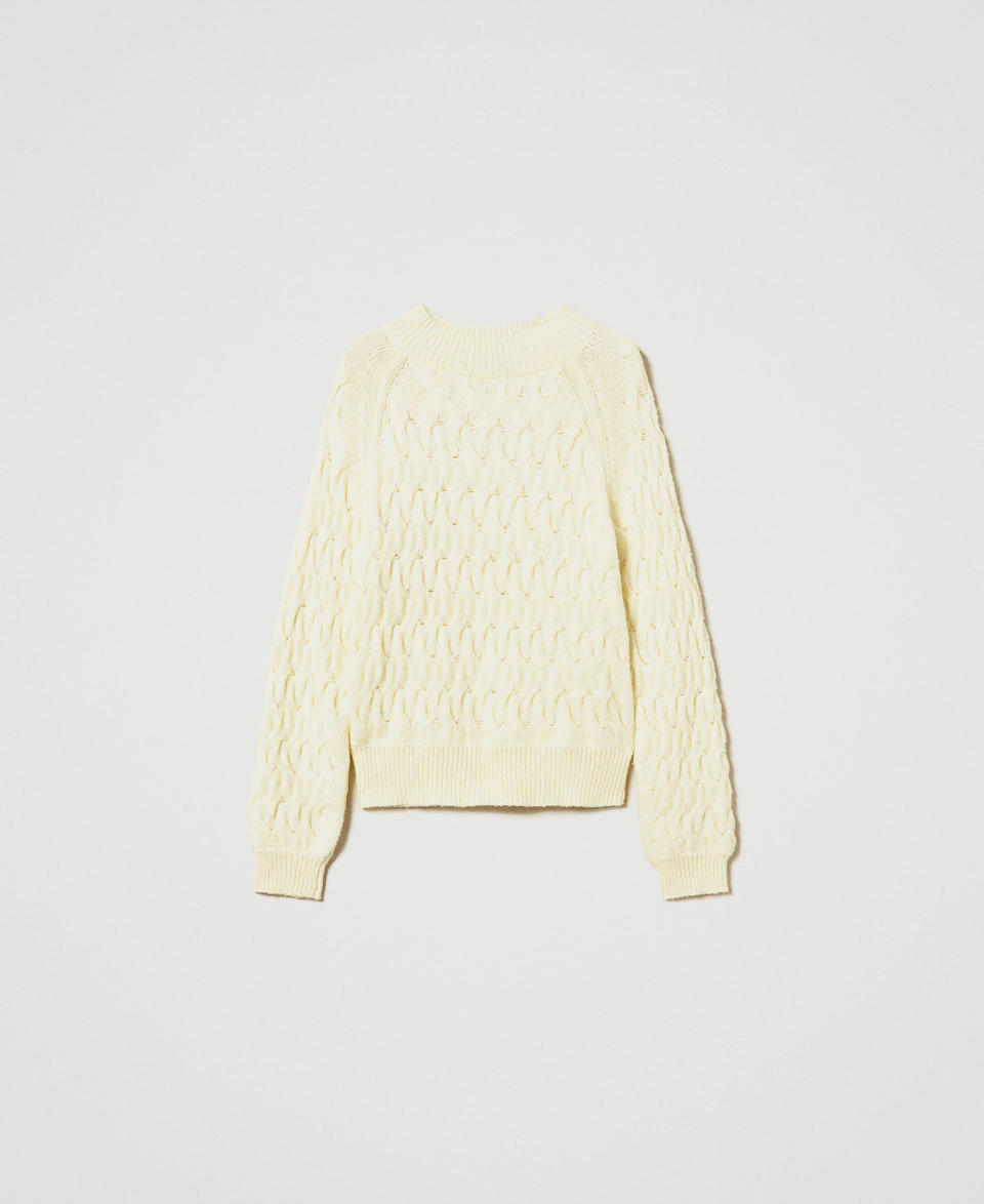 Twin Set Maglia lupetto in misto lana con trecce Nuova