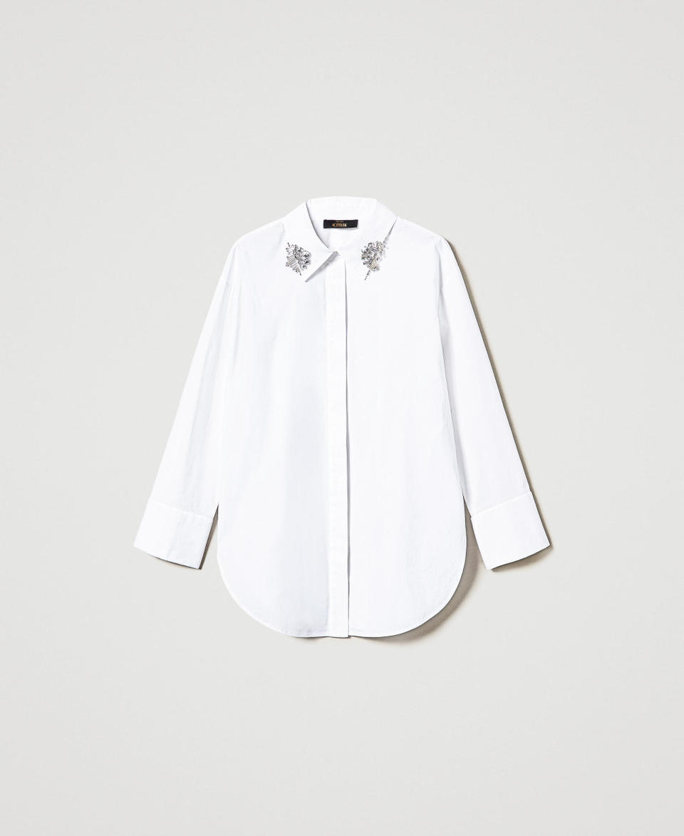 Twin Set Camicia over in popeline con ricami Moda