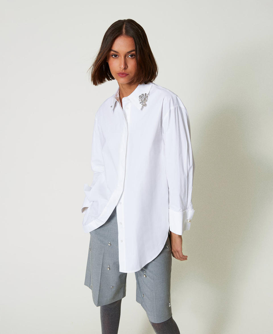 Twin Set Camicia over in popeline con ricami Moda