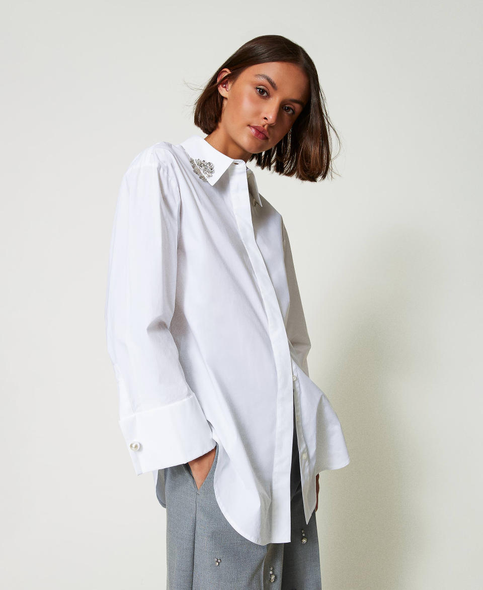 Twin Set Camicia over in popeline con ricami Moda
