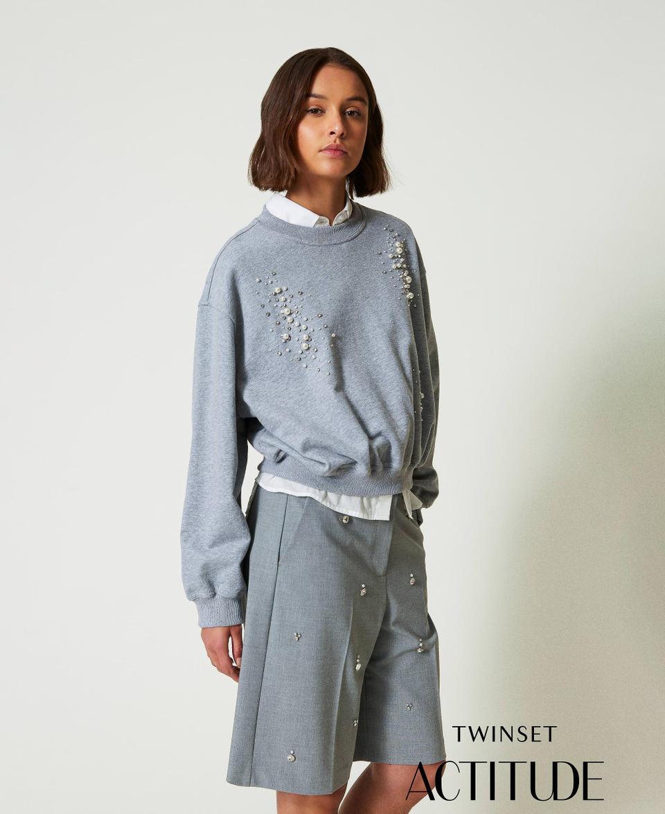 Twin Set Felpa boxy con ricamo a mano