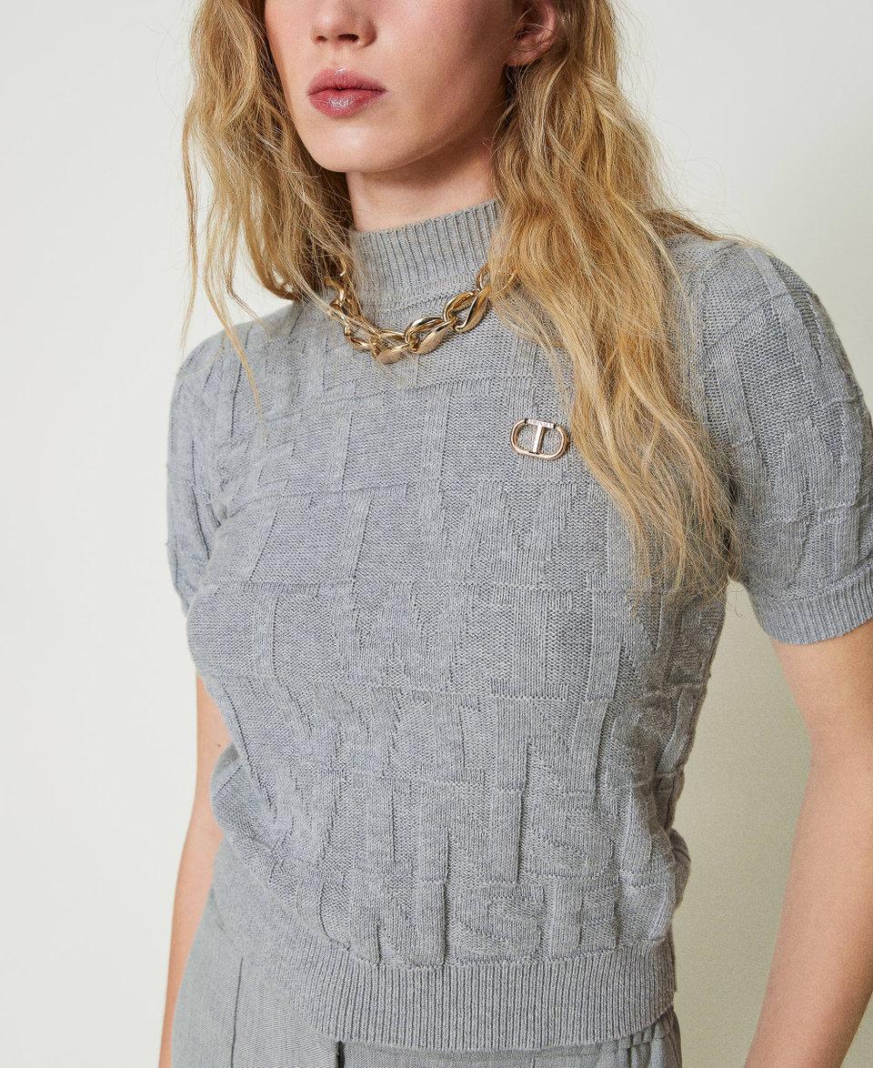 Twin Set Maglia in cotone e cashmere con logo