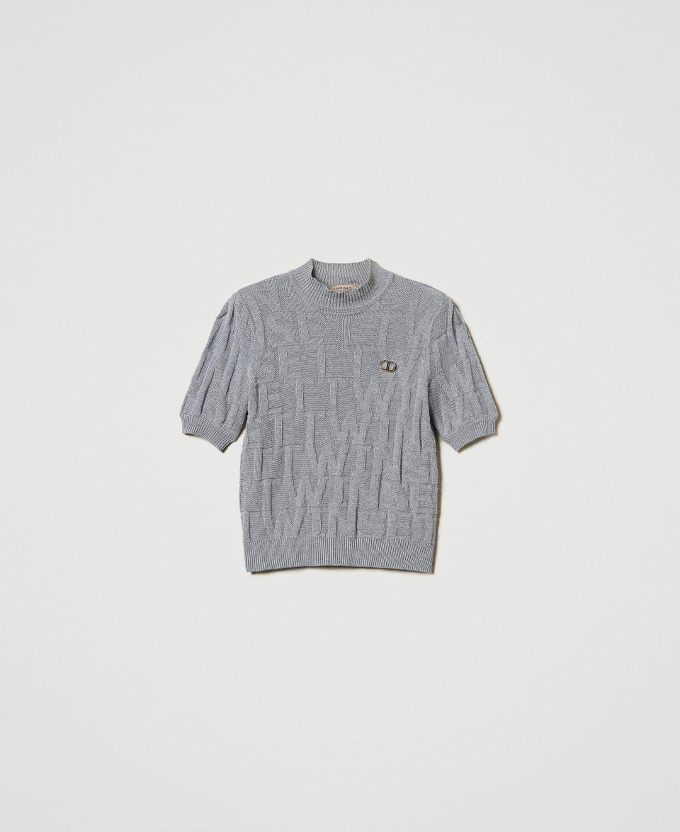 Twin Set Maglia in cotone e cashmere con logo Promozione