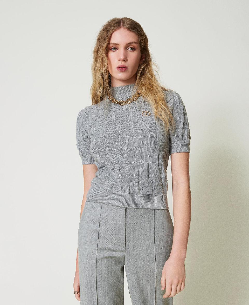 Twin Set Maglia in cotone e cashmere con logo Promozione