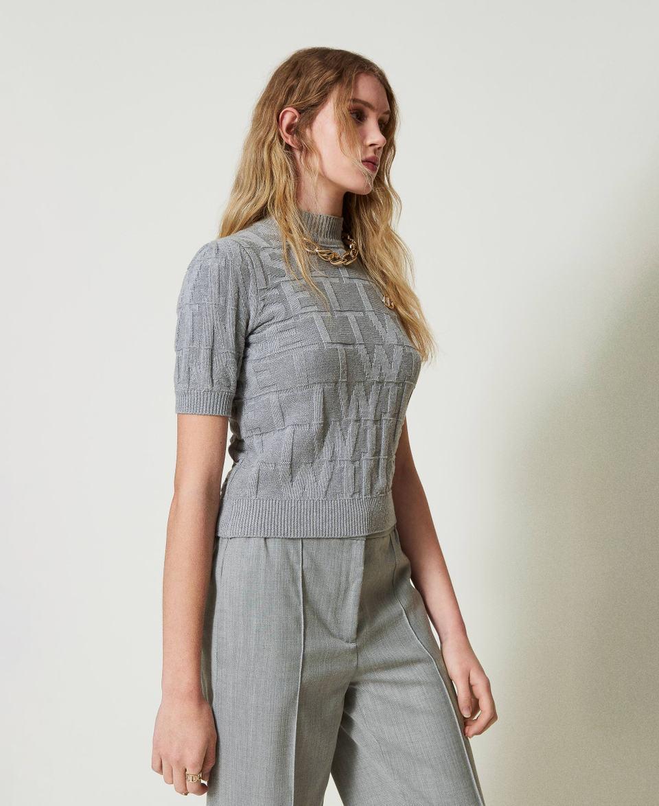 Twin Set Maglia in cotone e cashmere con logo Promozione