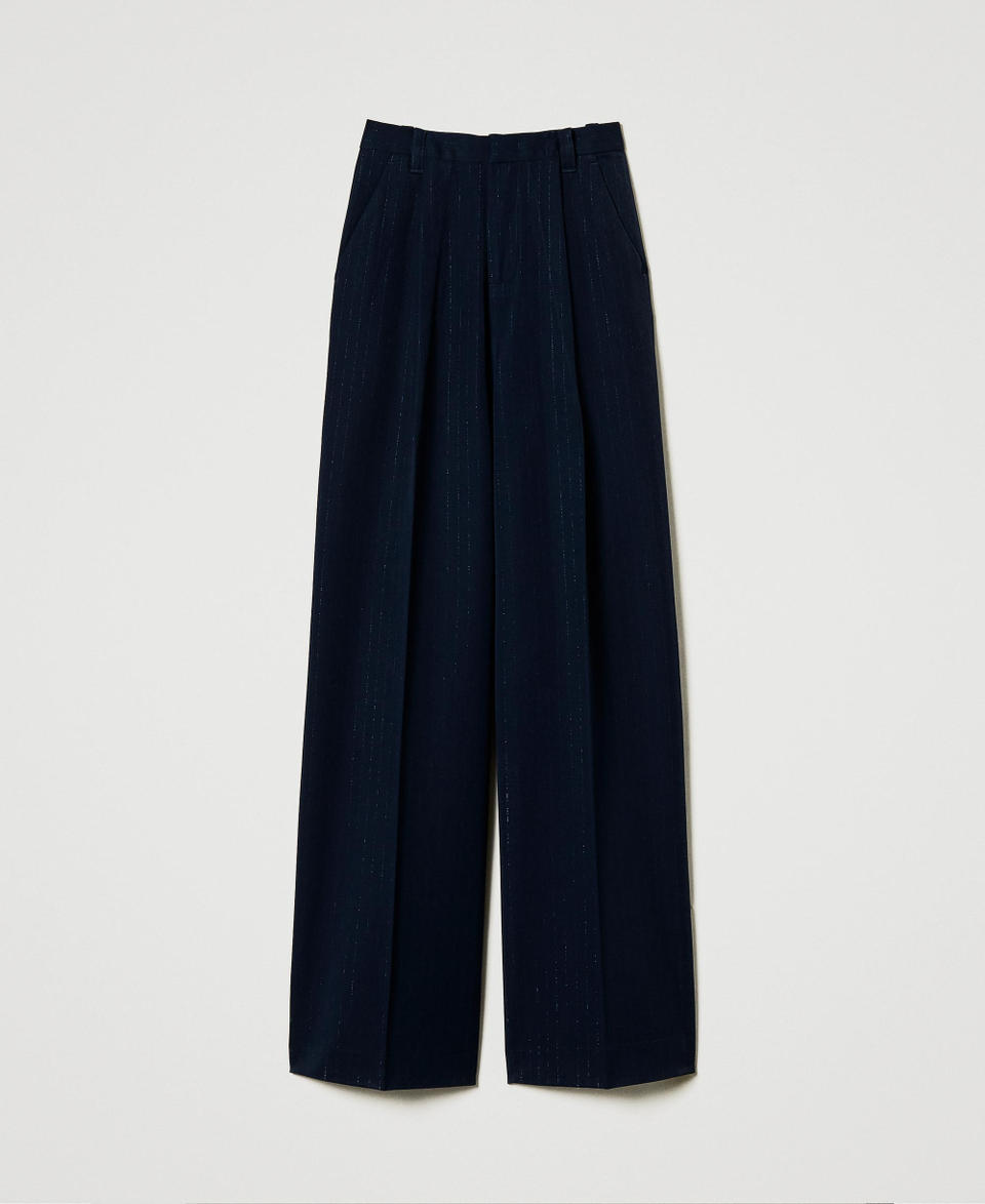 Twin Set Pantaloni wide leg gessati lurex Negozi Online
