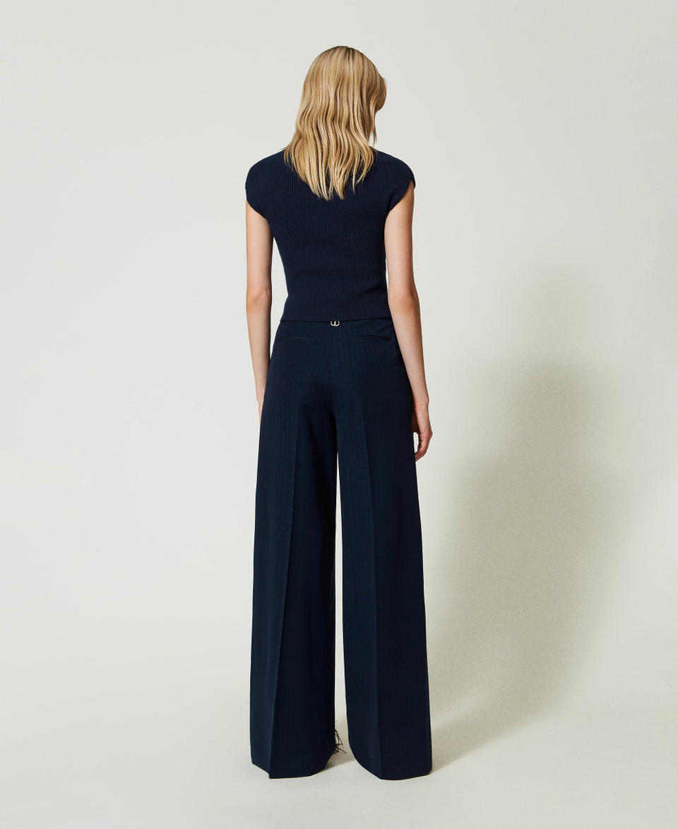 Twin Set Pantaloni wide leg gessati lurex Negozi Online