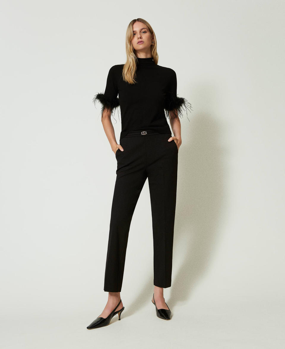 Twin Set Pantaloni con cinturino Oval T e piega