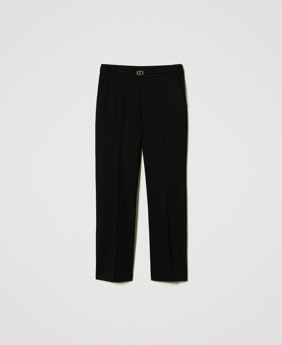 Twin Set Pantaloni con cinturino Oval T e piega Sottocosto