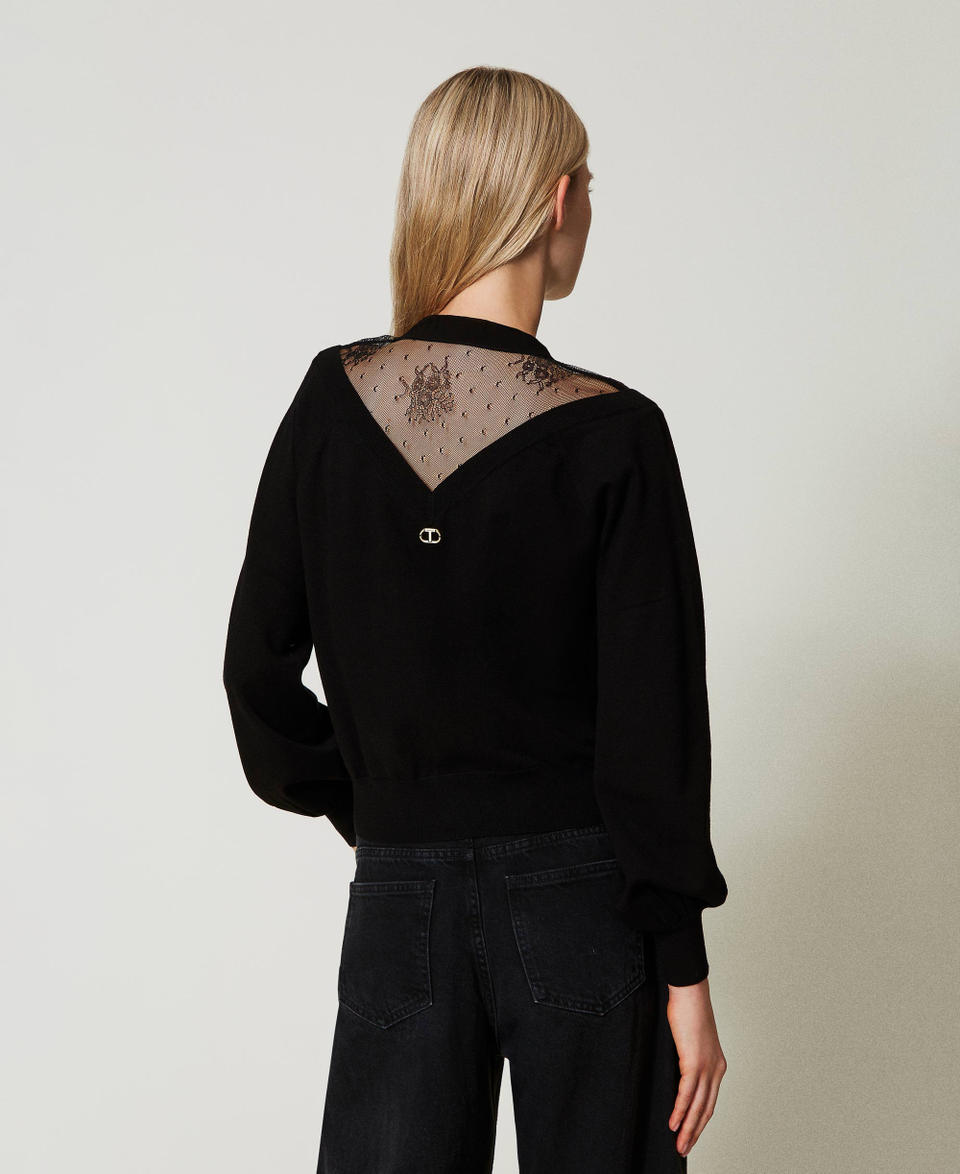 Twin Set Maglia con pizzo e fiocco Convenienza