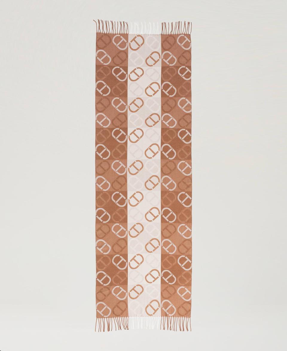 Twin Set Stola in panno jacquard con Oval T In Vendita
