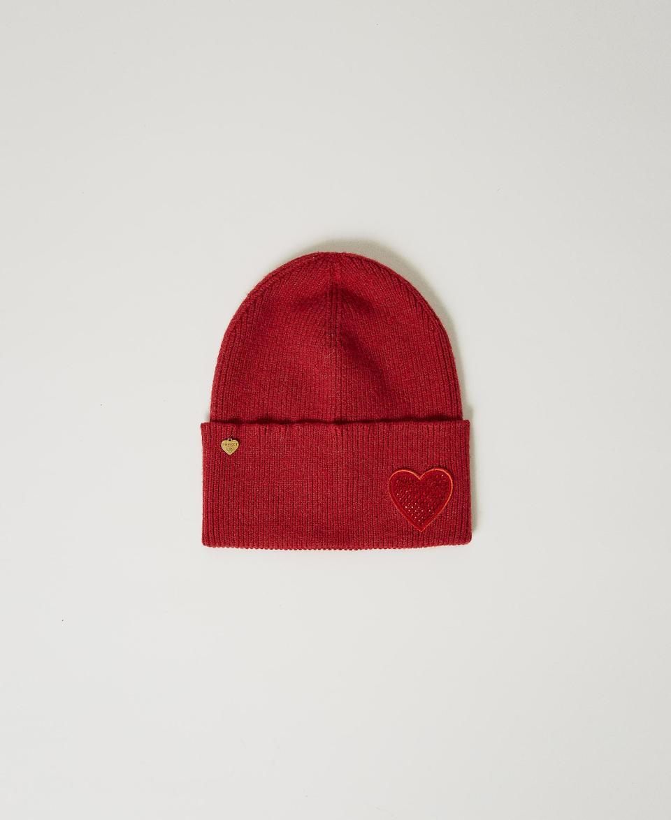 Twin Set Berretto in maglia con patch a cuore